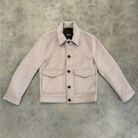 Express Tan Wool-Blend Trucker Jacket - Picture 5 of 12